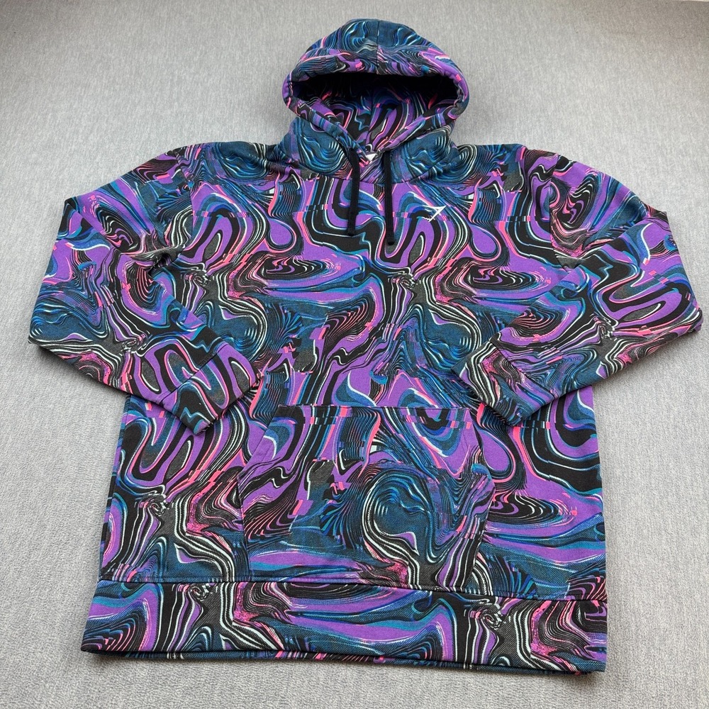 Gymshark Hoodie Mens Large Multicolor Abstract Pullover Gym Training Workout